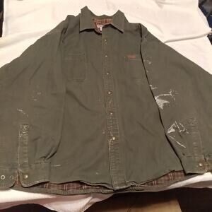 Carhartt 2XL Long Sleeve Shacket Green Flannel Lined Button Up Workwear C Pics